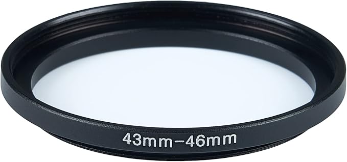 43mm Lens to 46mm Camera Lens Adapter 43mm to 46mm Step Up Ring Adapter Ring for All Brands of UV ND CPL, with Premium Lens Wiping Cloth 2 Pack (43mm-46mm)