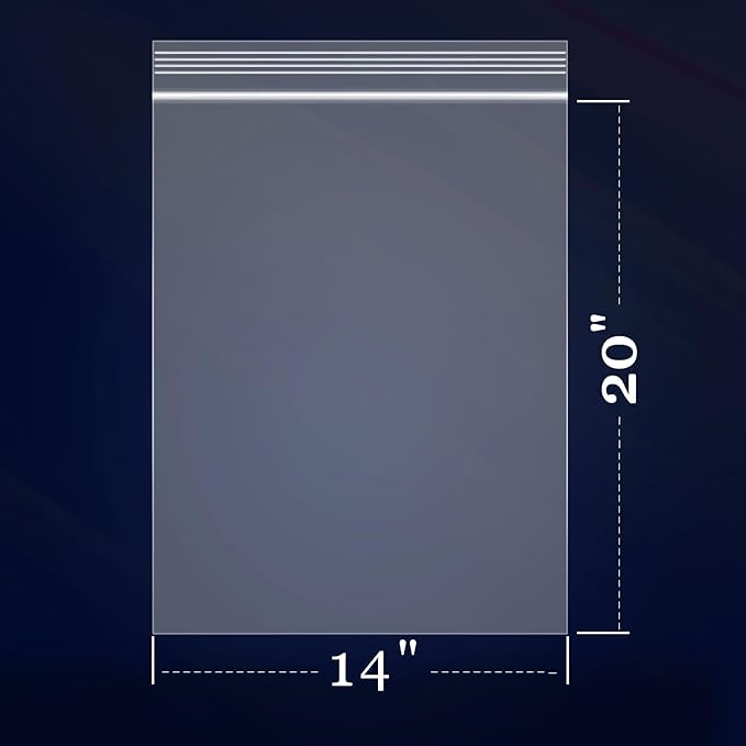 iMailer - 100 Count - 14" x 20" Large Clear Reclosable 2 Mil Zipper Bags - 2 Gallon Zip Bags for Clothing, T-Shirts, Pants