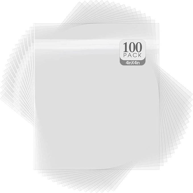 Golden State Art, Pack of 100, 4x4 inches Acid-Free Crystal Clear Sleeves Storage Bags for Photo Prints Framing Mats Mattes