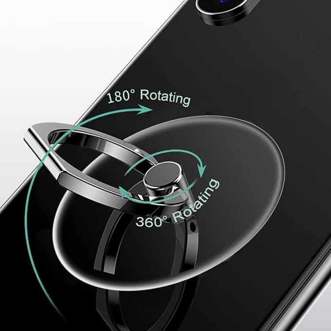 TENOC Phone Grip Sticky 360° Rotation Universal Stand Finger Ring Holder Kickstand for Cell Phone Case, Round Clear, Titanium