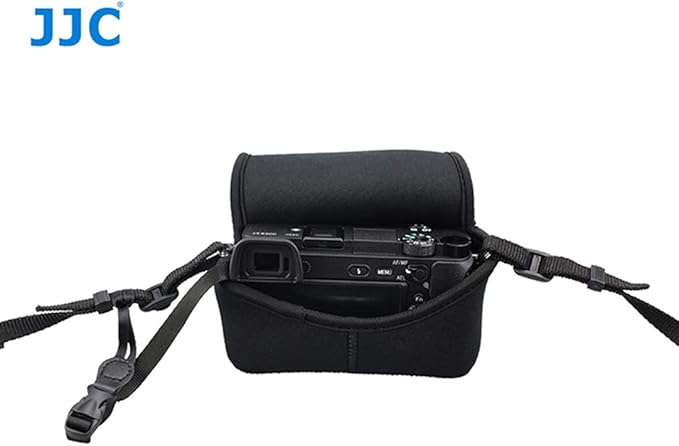 JJC Black Ultra Light Neoprene Camera Case for Sony a6600 a6500 a6400 a6300 a6100 a6000 a5100 +18-55mm/E 50mm F1.8 Lens, Pouch Bag for Fuji X-T30 X-T20 X-T10 +16-50mm, Canon PowerShot SX530 SX540 G3X