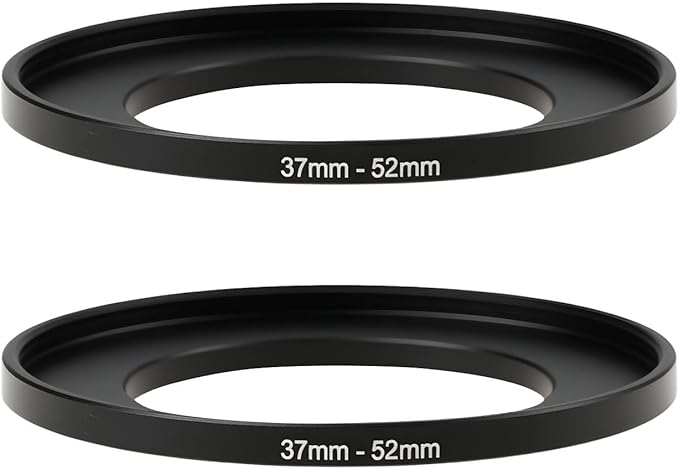 2pcs Step Up Camera Filter Adapter Ring Aluminum Alloy 37mm to 52mm Thread 0.75mm Compatible with Filter Adapter Lens Hood Lens Cap
