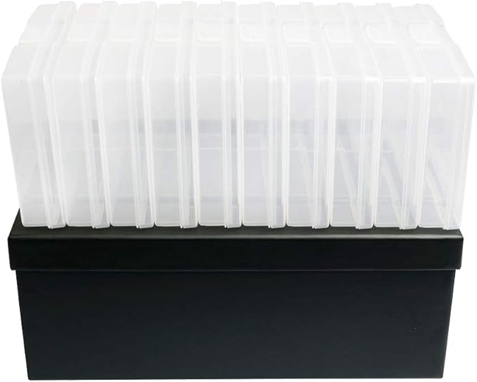 novelinks Photo Case 4" x 6" Photo Storage Box, 10 Inner Picture Storage Containers & Photo Organizer Cases, Portable Photo Craft Keeper for Photos, Crafts, Cards (Black, 2 Pack)