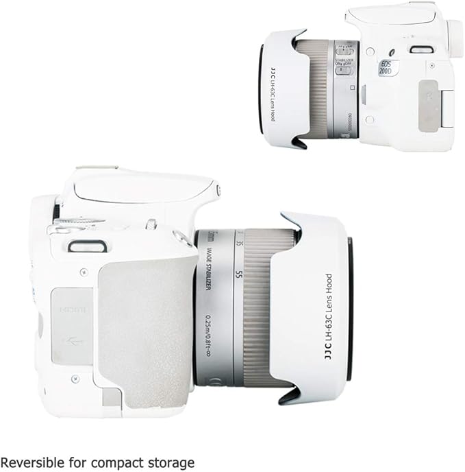 Lens Hood for Canon EF-S 18-55mm f3.5-5.6 is STM, RF-S 14-30mm f4-6.3 is STM PZ, RF 24-50mm f4.5-6.3 is STM Lens Replaces Canon EW-63C Hood for Canon Rebel T8i T7i T7 EOS R50V R8 R10 90D 80D-White