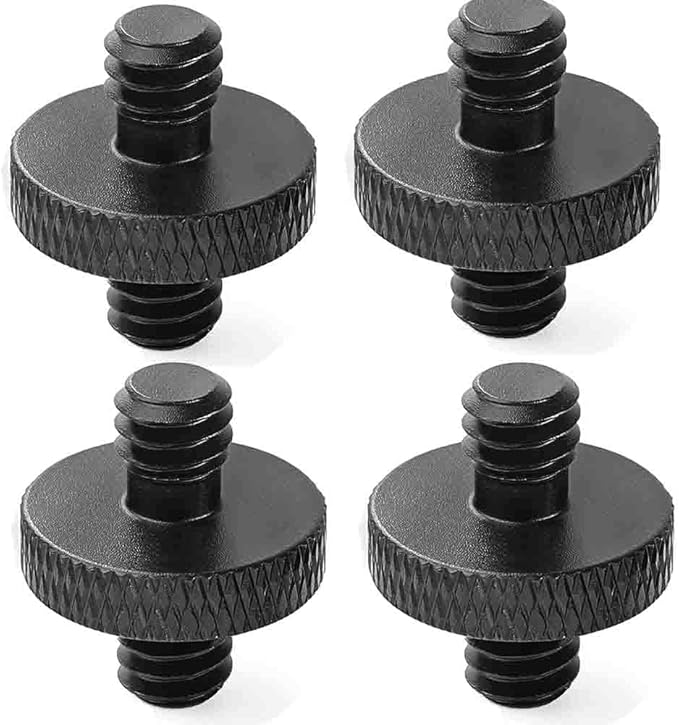 Aluminum 1/4" Male to 1/4" Male Threaded Tripod Screw Adapter Double Sided Standard Mounting Thread Converter for Camera Cage Mount
