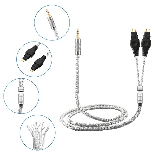 Replacement Cable for SENNHEISER Headphones HD650 HD600 HD580 HD535 HD545 HD565 HD265 with 3.5mm (1.2m, 3.5mm 3poles)