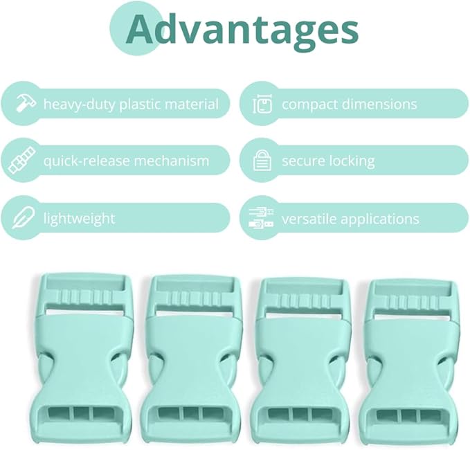 Buckles for Straps Set of 4 Pcs Plastic Buckle Clip Quick Side Release Plastic Fastener