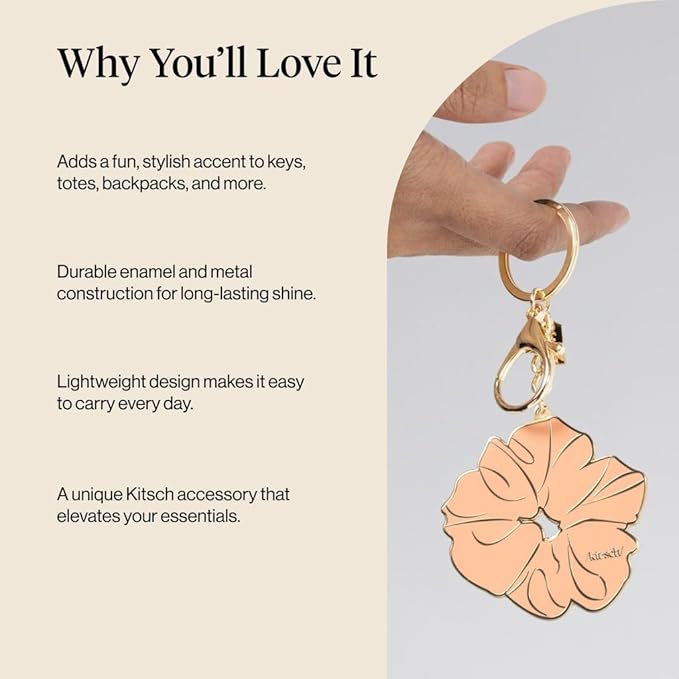 Kitsch Cute Keychain For Car Keys - Bag Charm for Handbags | Premium Zinc Alloy & Enamel Paint | Durable, Lightweight, Stylish Kawaii Keychain Charm, Teen Girl Gifts Trendy Stuff- Terracotta Scrunchie