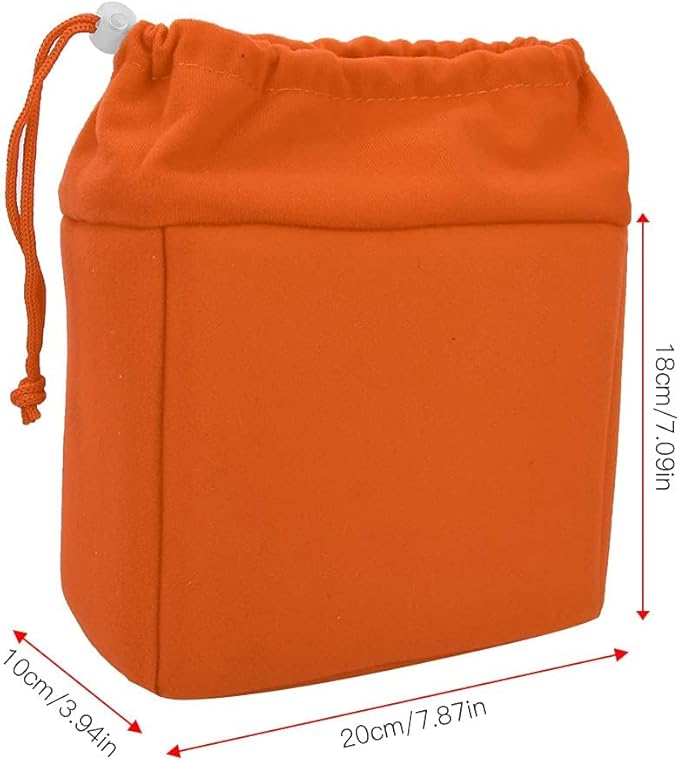 Camera Insert Bag, Camera Padded Bag Shockproof Foldable Protective Bag Inner Camera Organizer with Drawstring for Dslr Camera Lens (Orange)
