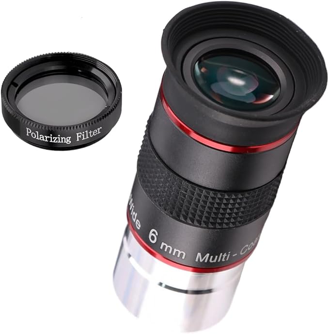 Starboosa 6mm 68° Ultra Wide-Angle Telescope Eyepiece with Polarizing Filter — Upgraded HD Fully Multi-Coated Optics — Long Eye Relief & All-Metal Build — 1.25" Eyepiece Set for Planetary Observation