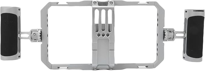Yoidesu Universal Phone Video Rig Cage, Handheld Filmmaking Vlogging Case Stabilizer with Silicone Hand Grip, Double Handed Grip Phone Cage for Live Streaming