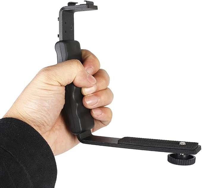 L-Shape Flash Bracket with Dual Flash Cold Shoe Mount  Tripod Screw Versatile for Camcorder Microphone DSLR Canon/Nikon/Sony/Yongnuo/Flash Stand
