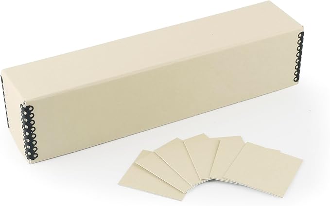 Mat Board Center, Archival Slide File Storage Case, Acid-Free Preservation Box for Storing Photos, Prints, Negative, Sturdy Organizer Holds Up To 140 Films- Tan