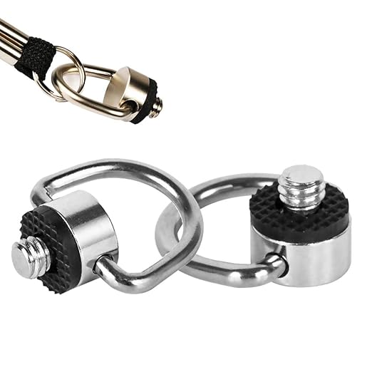 Stainless Steel D Ring Screw Hinged Holder Camera Fixing Screw 1/4"-20 Thread for Tripod DSLR Cameras for Quick Release Wrist Strap Sling 2 Pack