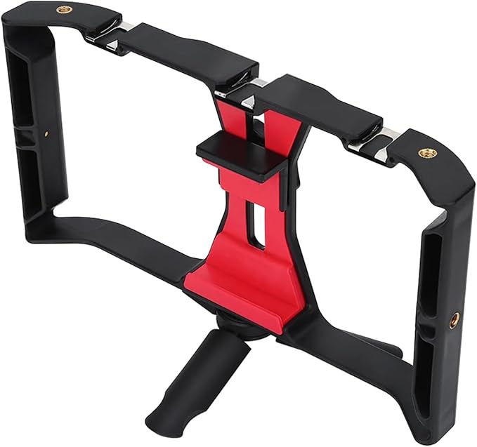 Smartphone Cage Rig Dual Hanlde Handheld Phone Cage Filmmaking Case with Tripod Cold Shoe for Video Recording Live Broadcasting Excellent
