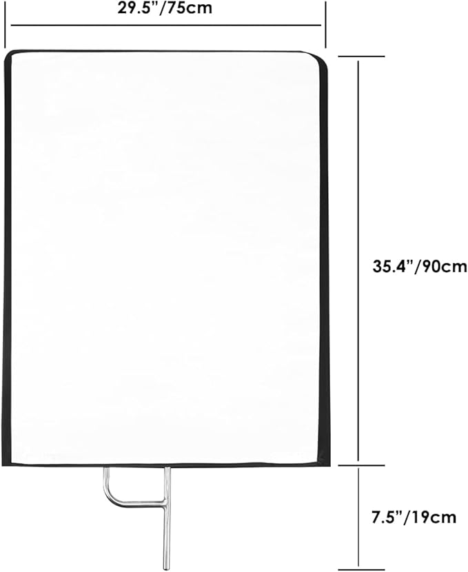 Photography Light Reflector Flag Kit, 30x35inches/75x90cm with Light Stand Adapter, 4-in-1 Gold/Silver/Black/White Diffuser and Translucent Diffuser, Foldable Stainless Steel Frame