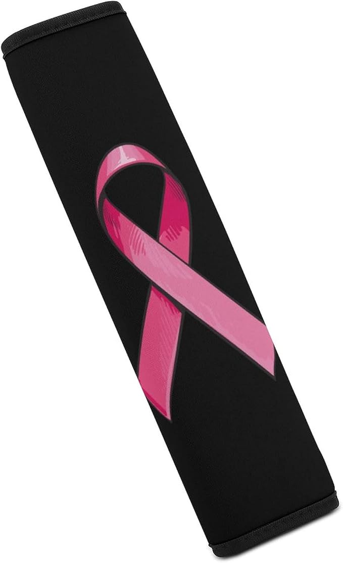 Pink Satin Ribbon Breast Cancer Car Seat Belt Cover Shoulder Strap Pad for Truck Airplane Camera Backpack