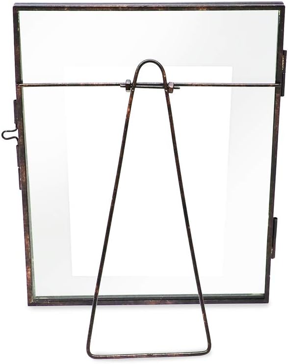 Isaac Jacobs 6x8, Antique Bronze, Vintage Style Brass and Glass, Metal Floating Picture Frame (Vertical) with Locket Closure, for Photos, Art, & More, Tabletop Display (6x8 Antique Bronze)