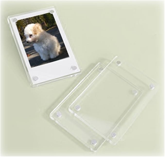 FoRapid 3" Dual Sided Clear Acrylic Refrigerator Magnetic Photo Frame, Frameless Display Compatible with Fujifilm Mini 9 8 8+ 2x3 Photo