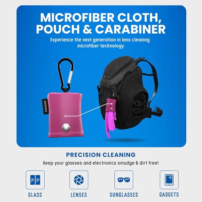 Microfiber Cloth & Glasses Wipes (6 Pack) Lens & Glasses Cleaning Cloth - Eye Glass Clean Cloths - Eyeglass Cleaning Cloth - Glass Cleaning Cloth - Camera Lenses & Gadget Delicate Screens - Pink