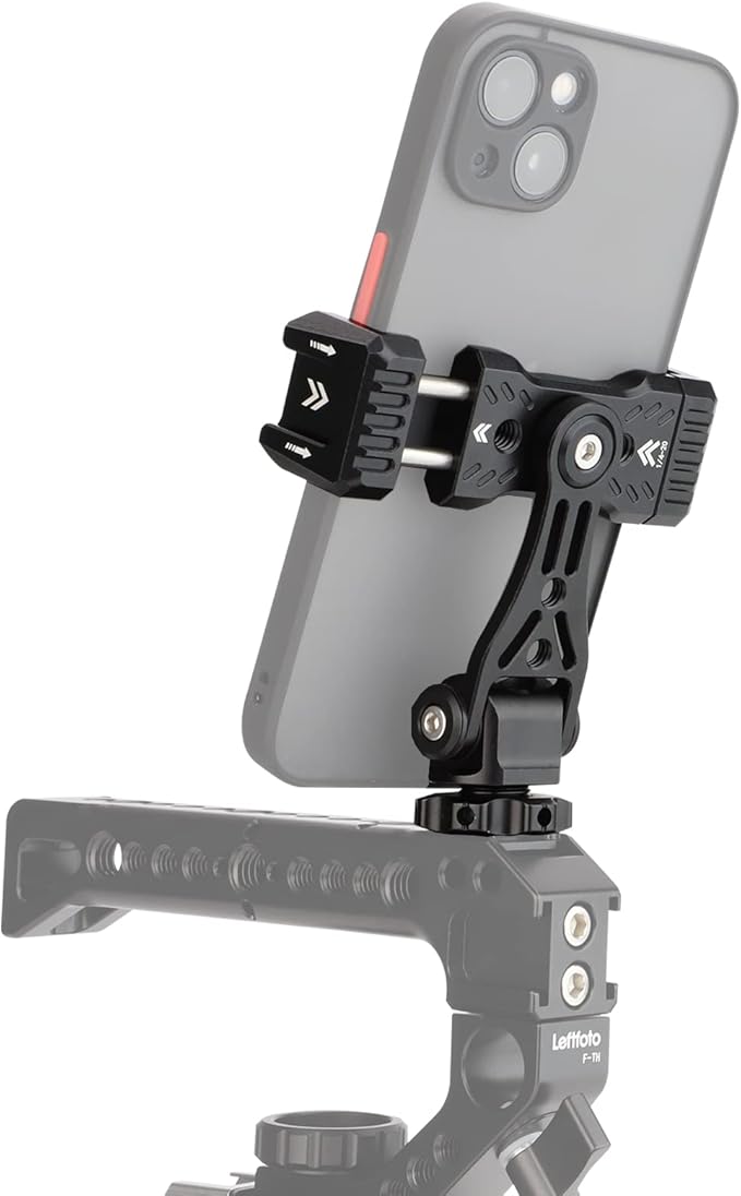 LEFTFOTO Multifunctional Universal Aluminum Phone Mount Adapter,Phone Tripod Mount with Cold Shoe & 1/4" Thread,Phone Holder Fit for Smartphone, iPhone, Cell Phone