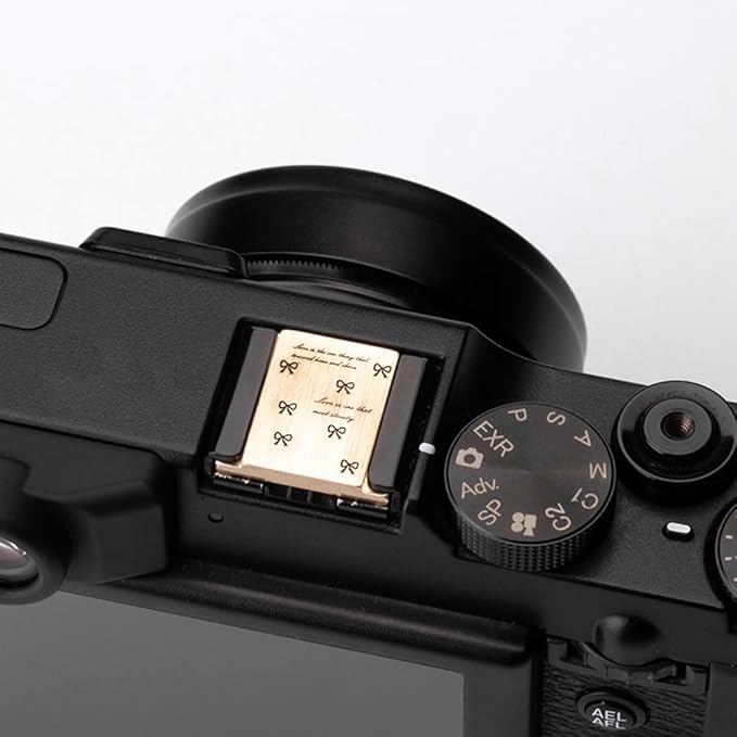 Butterfly Bow Ribbon Pattern Camera Metal Hot Shoe Cover Protector Cap for Fujifilm X100VI X-T5 X-T4 X-T10 X-T3 X-T2 for Nikon ZF Z5 Z6 Z7II (Copper Alloy-Hot Shoe Cover)