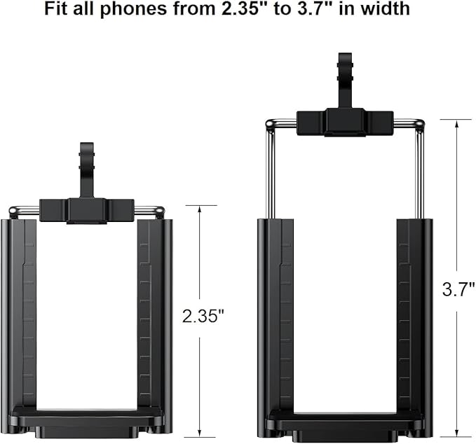 Tripod Phone Mount Holder - Adjustable Phone Holder Clip for Tripod iPhone Mount Adapter Cell Phone Clamp, Fits iPhone 16 15 14 13 12 Pro Max Galaxy S24 S23 Android Smartphones