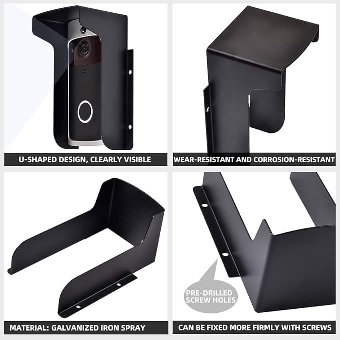 Doorbell Rain Cover Ring Doorbell Anti-Glare, Steel Weather-Blocking Cover Glare Sun Shade Protection for Most Video Doorbells