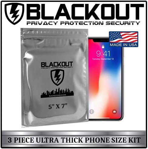 BLACKOUT Faraday Cage Bag EMP Bags Premium Ultra Thick 3pc Prepping Kit 5" X 7" Smartphones Hard Drives RFID Privacy