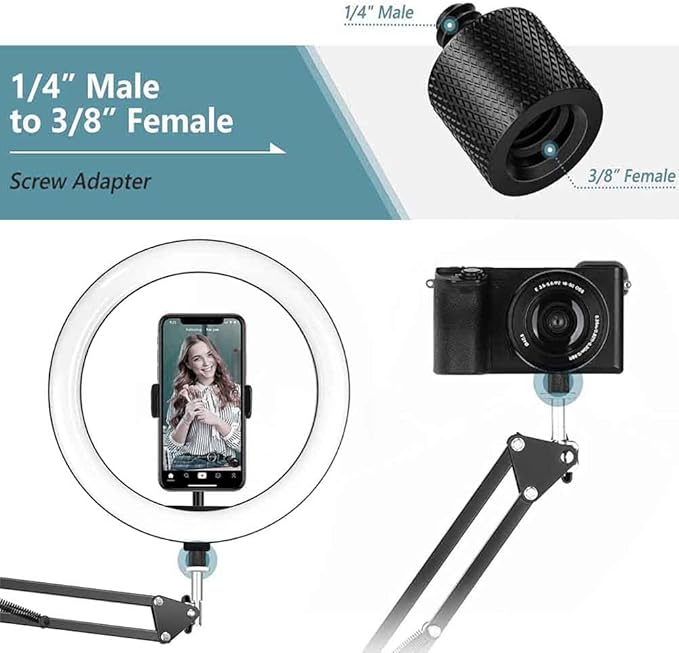 Aluminum Alloy 1/4 to 3/8 & 3/8 to 1/4 Camera Tripod Adapter - Male to Female Screw for Camera, Mount, Monitor