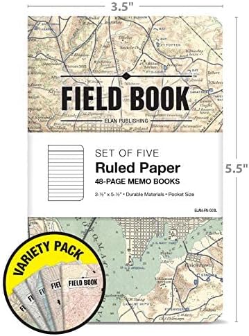 Field Notebook - Antique Map Patterns - Lined Memo Book (3.5"x5.5") - ELAN-FN-003L