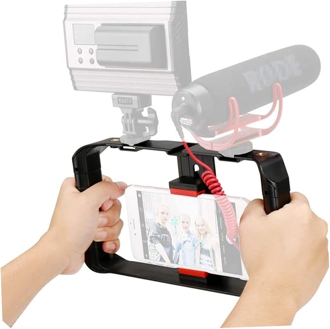 Smartphone Rig for Video Recording Handheld Phone Frame Holder Cold Shoe Mounts Compatible Cell Phones for Filmmaking and Live Streaming