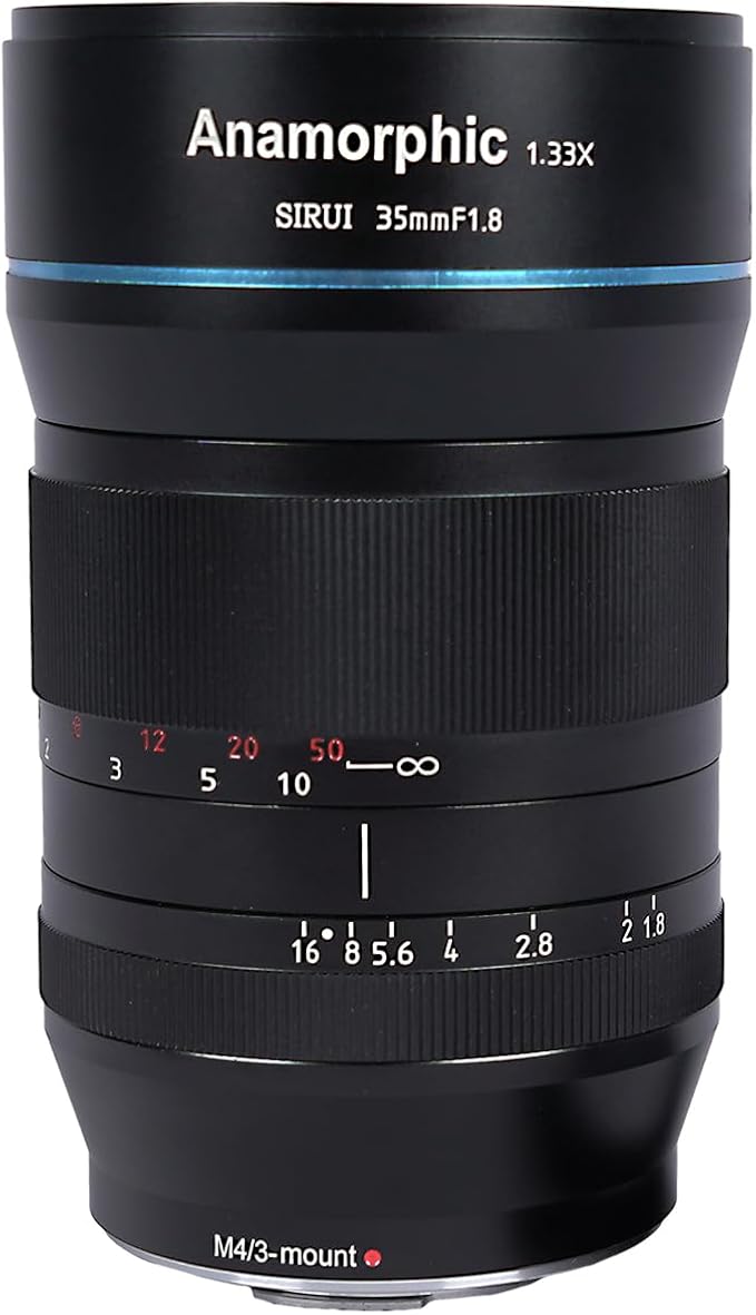 SIRUI 35mm F1.8 1.33X S35 Anamorphic Lens, Cinema Lens for RF Mount, Blue Flare