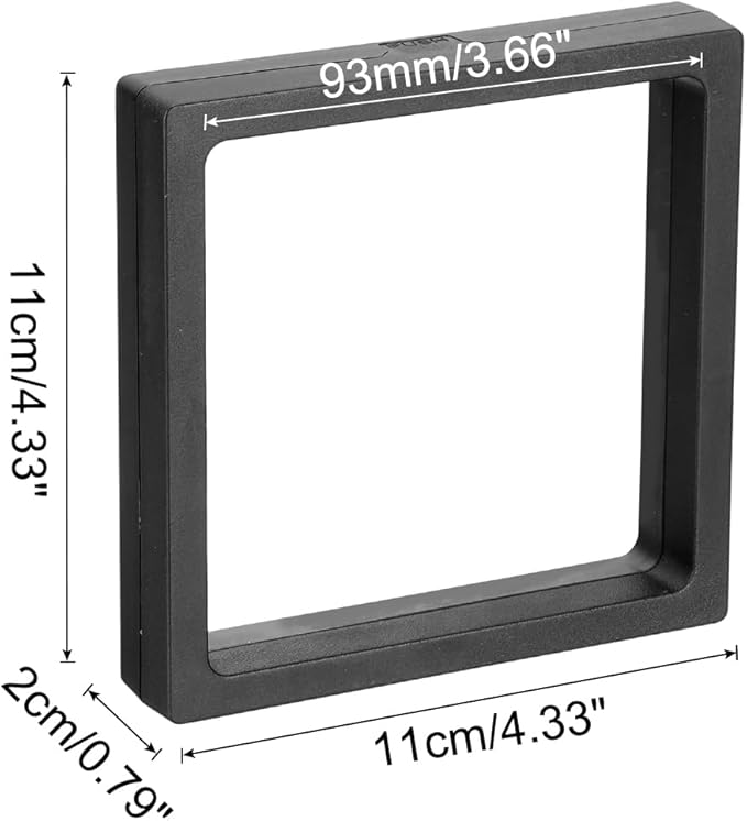 MECCANIXITY Floating Frame Display Holder Stand 3D Jewelry Display Box 4.33 x 4.33 x 0.79 Inch Black for Ring Necklace Bracelet Earring Pack of 2