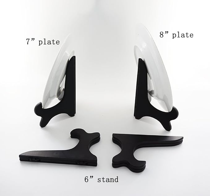 Artliving Black 6" Wood-Like Plastic Easels Plate Display Stands Picture Frame Stand Holder-Set of 4