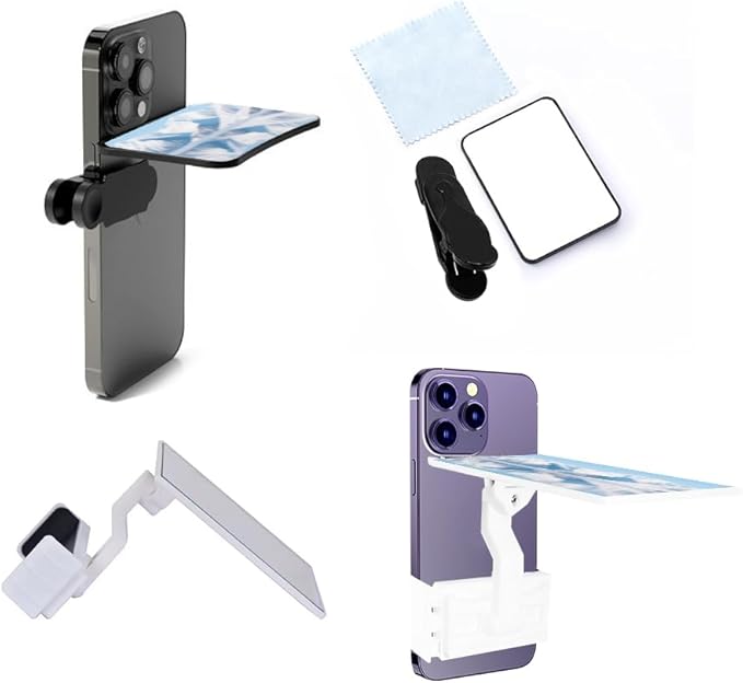 2 Pcs Smartphone Camera Mirror Reflection Clip Kit-New Upgrade, Smartphones Camera Lens, Mirror Effect Lens, Mirror Reflection Phone Clip for All Phones