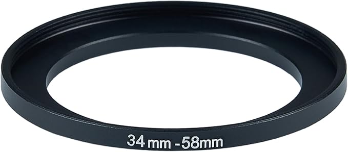 34mm to 58mm Step up Ring Filter Adapter Metal Ring Step up Rings Adapter Filter Compatible with All 58mm UV,CPL,ND,Lens Hood,Threaded Lens ect (34mm to 58mm)