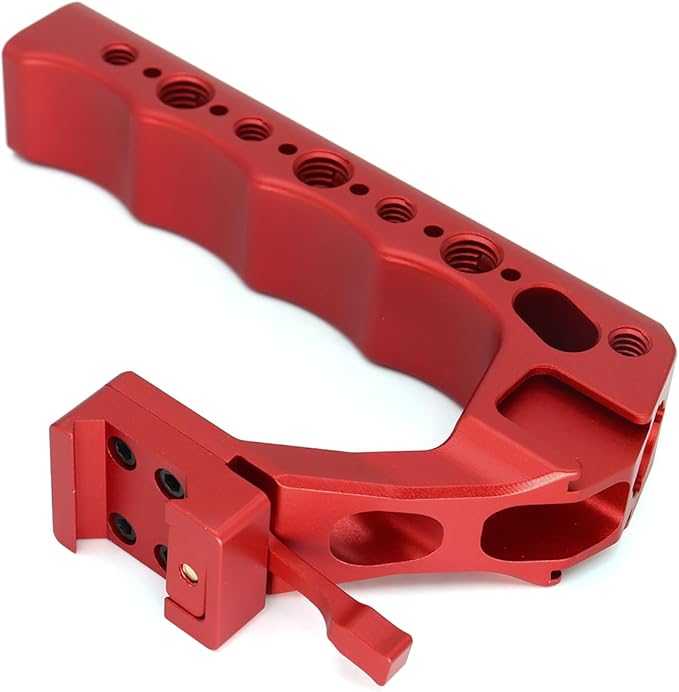 SZYingXian NATO Top Handle, Quick Release NATO Grip with 4 Cold Shoe Adapters for DSLR Camera Cage, Universal Top Handle with 3/8-16 and 1/4-20 Thread Holes (Red)