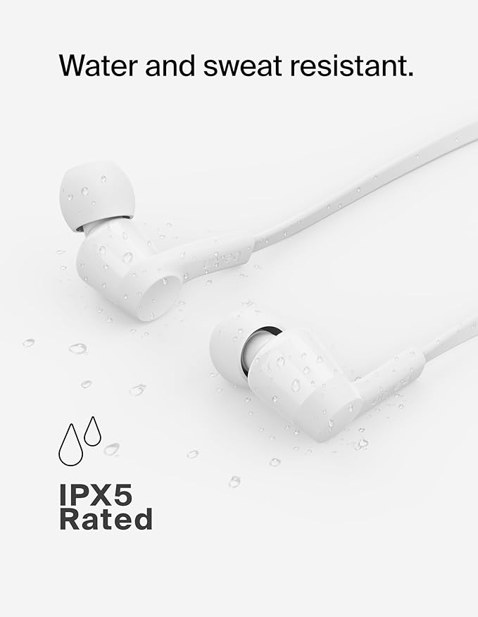 Belkin SoundForm Wired Earbuds with USB-C Connector, in-Ear Earphones w/Microphone - USB-C Headphones for iPhone 17, iPhone 16, iPad mini, Galaxy S25, Google Pixel 9, Android, and More - White