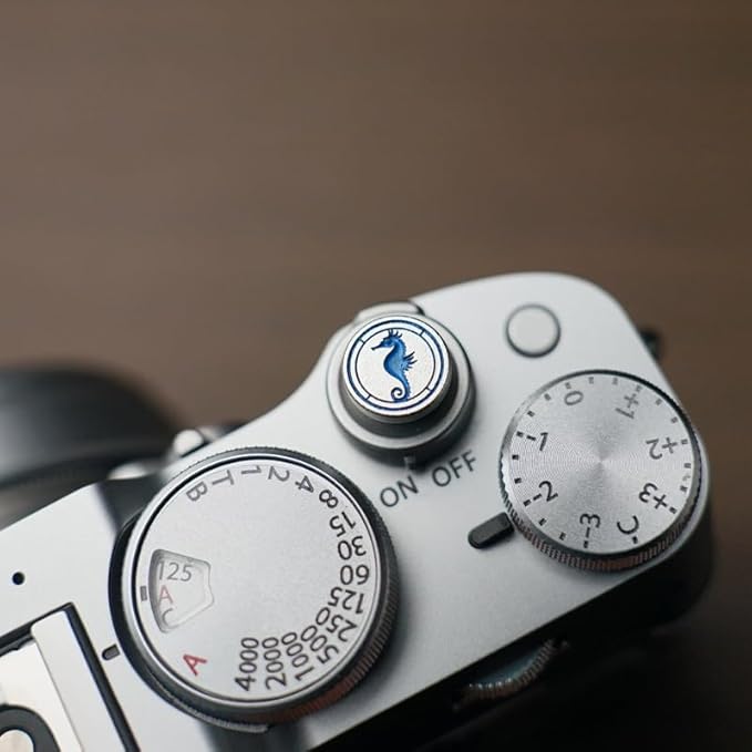 Hippocampus japonicus Soft Release Button - Red - fits Any Standard Threaded Release - Fujifilm X100V, X100F, X100T, Xpro3 & Xpro2, X-T3, X-T2, X-E3, X-E2s, X-E2, X-T30, X-T20 (Silvery)