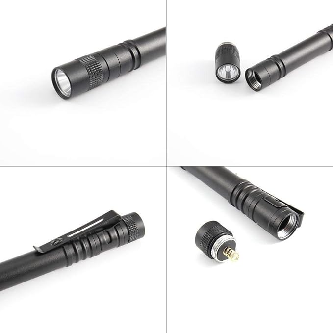 10 Pcs Led Medical Penlight Flashlights, Pen Flashlight Black Small Mini Poacket Flashlight with Clip with 3 Modes, LED Compact Penlight Waterproof