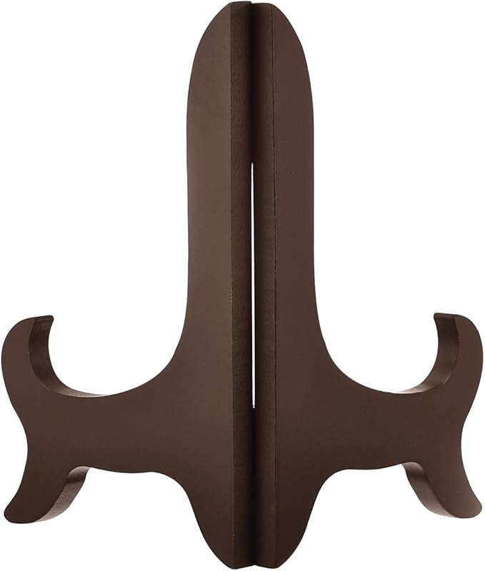 uxcell 5" Easel Plate Holder, Wooden Folding Display Stand Brown for Decorative Picture Frame