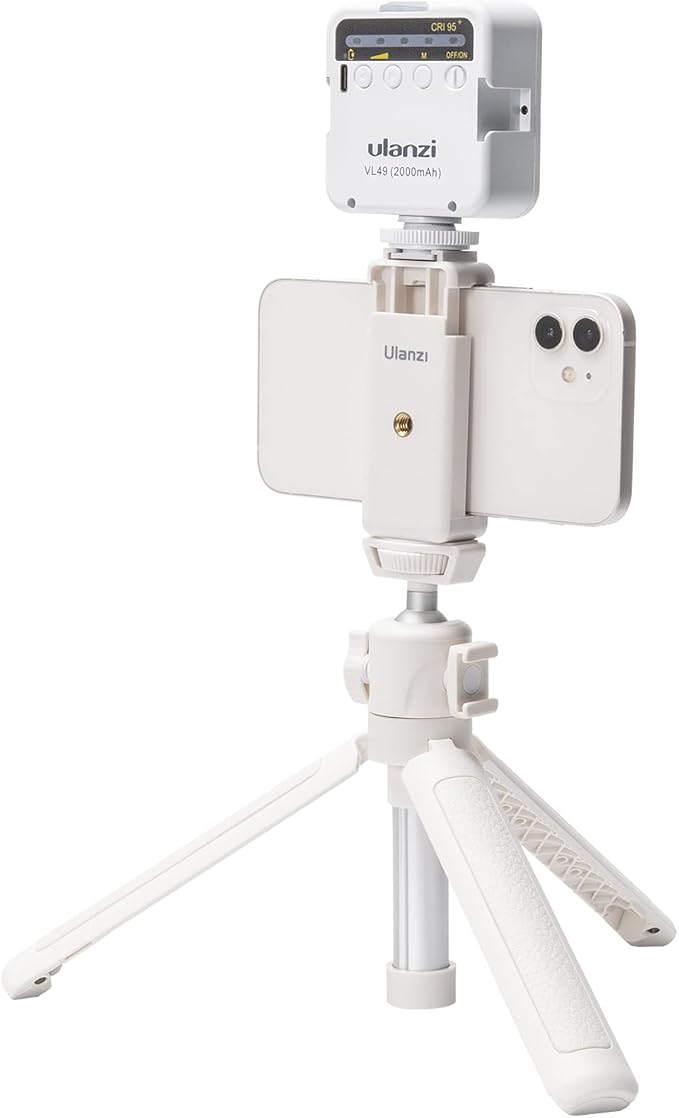 Ulanzi MT-42 Camera Tripod Mini Tabletop Tripod Selfie Stick with Cold Shoe,Travel Tripod for Phone 17 Canon G7X Mark III Sony ZV-1 RX100 VII A6600 Vlogging Filmmaking Live Streaming White