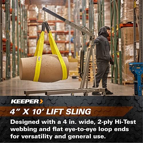 Keeper Performance Engineered Cargo and Load Lift Sling with Flat Loops - Type 3, Class 7 Rated Cargo Sling, 4” x 10’