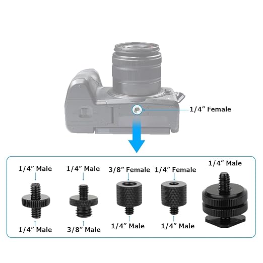 CAMVATE 19PCS Camera Screws Mount Set 1/4,3/8,5/8 Converter Screws Adapter for Tripod/Monopod/Microphone/Flash Light/Quick Release Plate