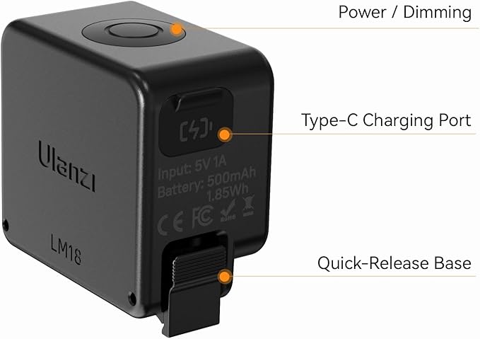 ULANZI LM18 2-Pack Vlogging Light Mini LED Action Camera Video Light Magnetic Photography Fill Lighting for DJI Osmo Action 3/4 Camera Cage Accessories and Ulanzi PK-06 Pocket 3/4 Expansion Adapter