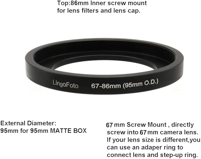Lens Adapter,Matte Box Adapter Rings,Step up Ring for 95mm OD Matte Box