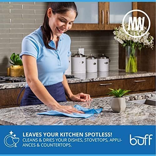 MW PRO Microfiber Cleaning Cloths Blue (12 Pack, 12x12) - Commercial Janitorial Towels & Lint Free Rags - Heavy Duty for Auto Detailing, Glass Windows, Housekeeping & Screens - Washable 300+ Times