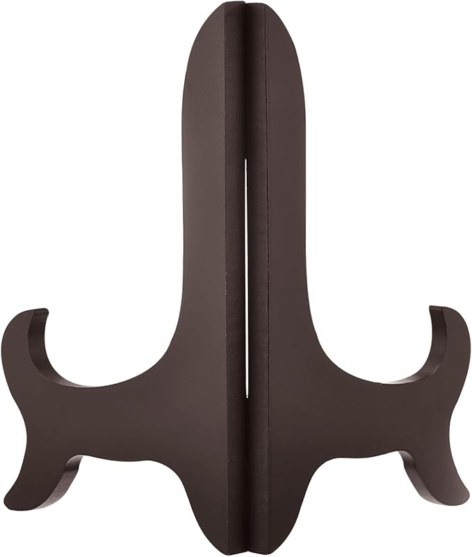 uxcell 10" Easel Plate Holder, Wooden Folding Display Stand Brown for Decorative Picture Frame