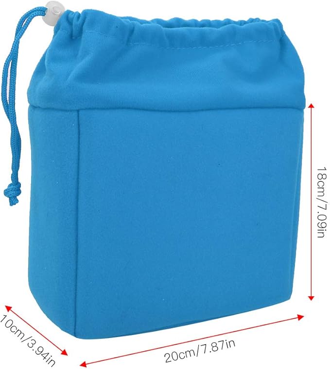 Camera Insert Bag, Camera Padded Bag Shockproof Camera Insert Bag Foldable Protective Bag Inner Camera Organizer with Drawstring for Dslr Camera Lens (Blue)